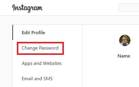 Click “Change Password” instagram web